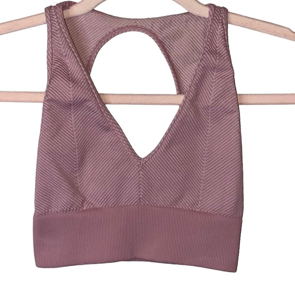 Free People Movement Rewind Sports Bra Mauve Ribbed‎ Cutout XS/S